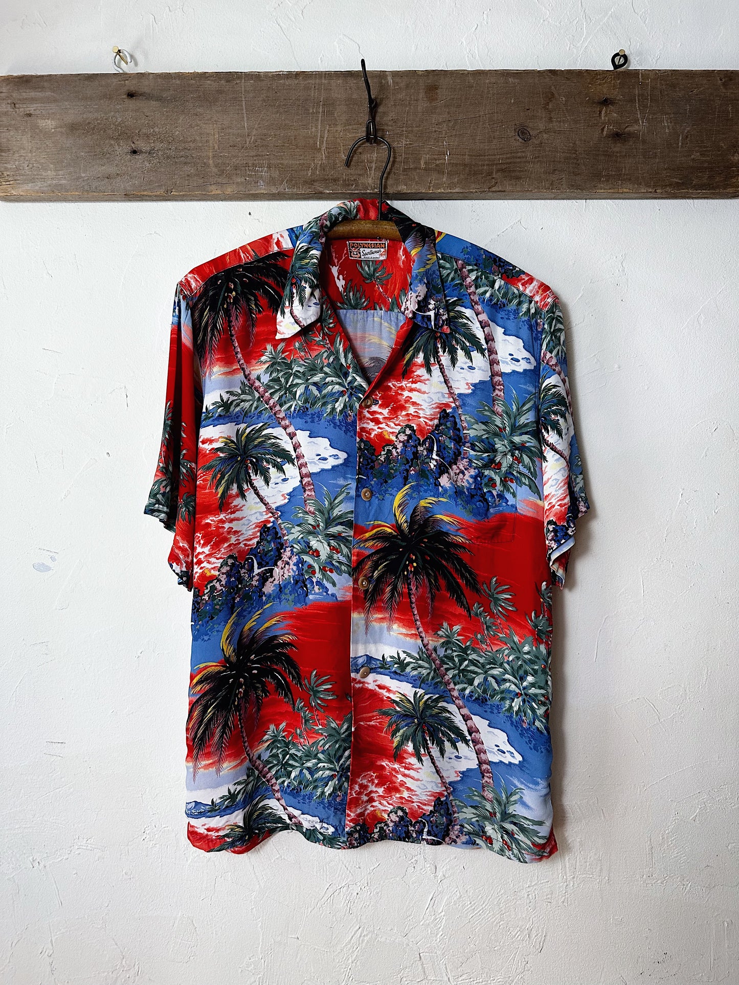 1950s Rayon Polynesian Hawaiian Shirt